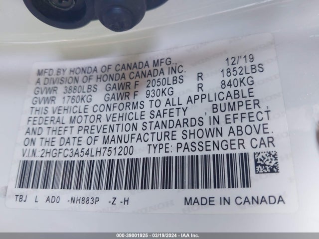 Honda CIVIC SI COUPE 2020 2HGFC3A54LH751200 Image 9