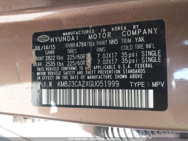 KM8J3CA2XGU051999 Hyundai Tucson Eco
