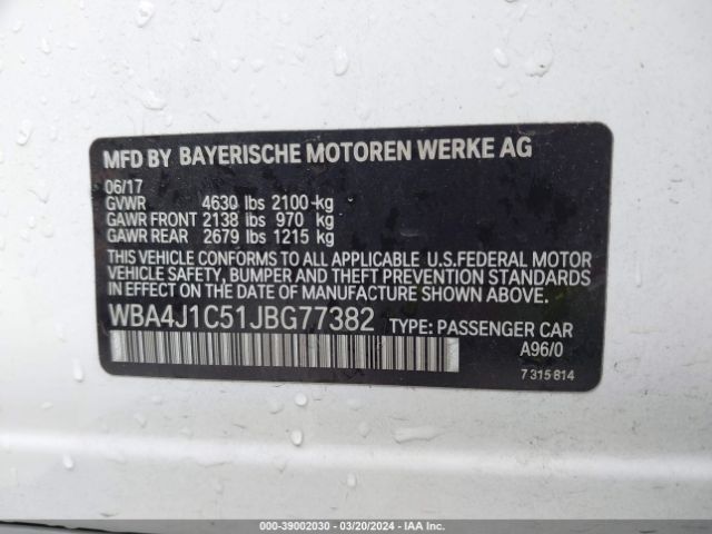 WBA4J1C51JBG77382 BMW 430i Gran Coupe