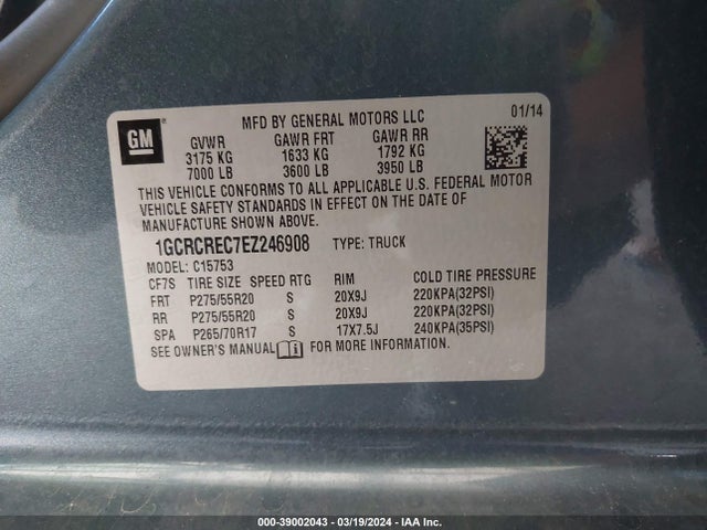 Chevrolet Silverado 1500 1lt 2014 1GCRCREC7EZ246908 Image 9