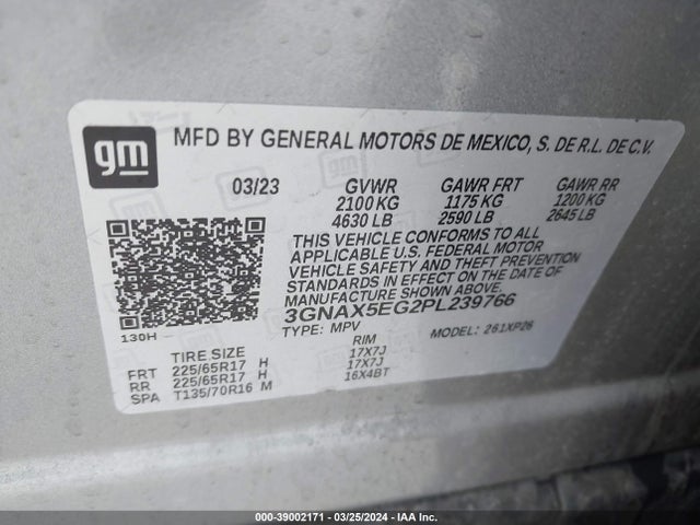 Chevrolet Equinox Awd 1fl 2023 3GNAX5EG2PL239766 Image 9