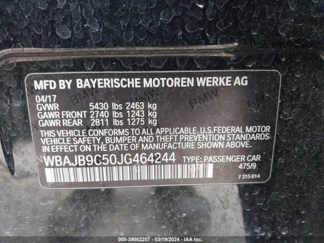 BMW M550i Xdrive 2018 WBAJB9C50JG464244 Image 9