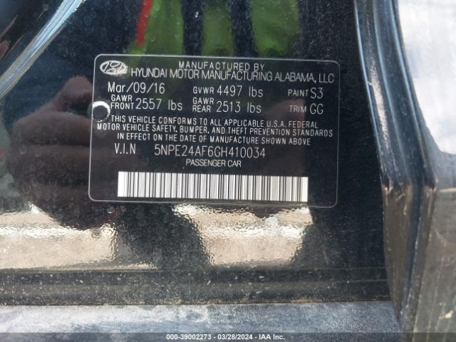 Hyundai Sonata 2016 5NPE24AF6GH410034 Image 9