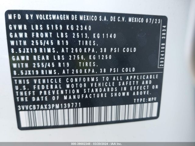 3VVCB7AX3PM139771 Volkswagen Tiguan 2.0t Se R-line Black