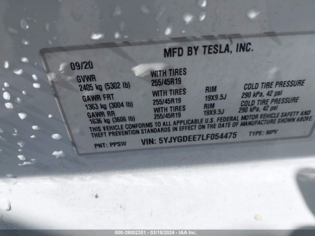 5YJYGDEE7LF054475 Tesla Model Y Long Range Dual Motor All-wheel Drive
