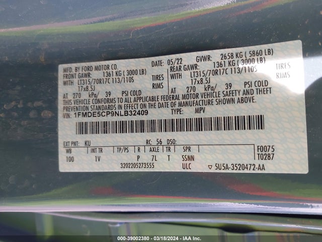 Ford Bronco Badlands 2022 1FMDE5CP9NLB32409 Image 9