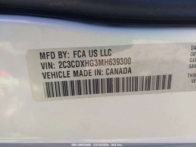 2C3CDXHG3MH639300 Dodge Charger Gt Rwd