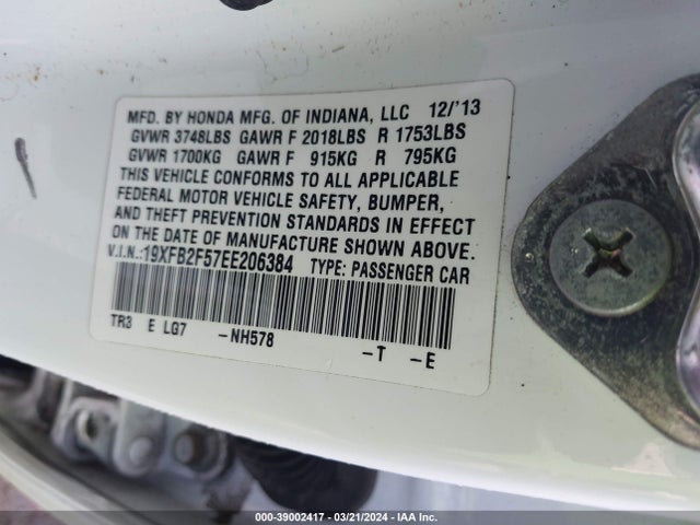 Honda Civic Lx 2014 19XFB2F57EE206384 Image 9