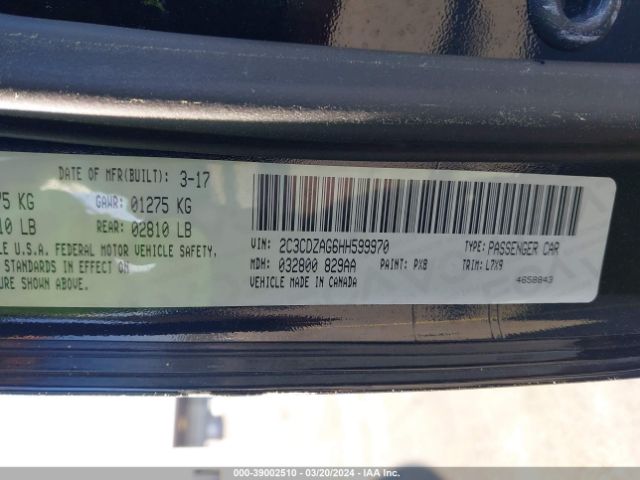 2C3CDZAG6HH599970 Dodge Challenger Sxt