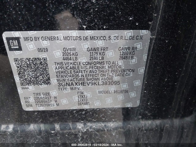 Chevrolet EQUINOX LS 2019 3GNAXHEV9KL383095 Image 9