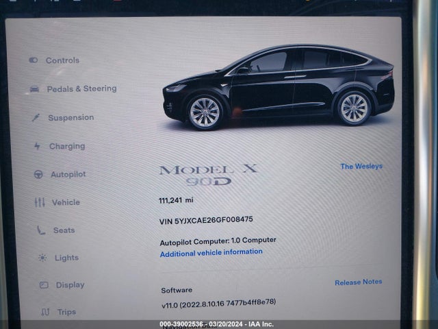 Tesla Model X 60d/70d/75d/90d 2016 5YJXCAE26GF008475 Image 7