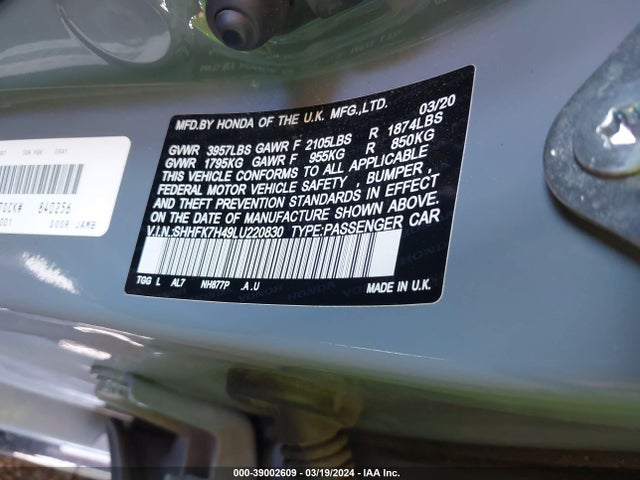 Honda Civic Sport 2020 SHHFK7H49LU220830 Image 9