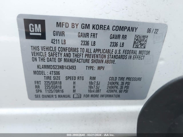 KL4MMDS23NB143493 Buick Encore Gx Fwd Select