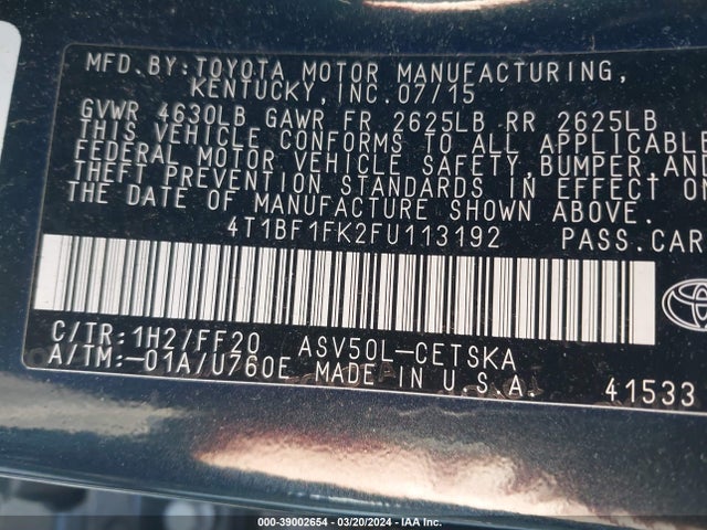 Toyota CAMRY SE 2015 4T1BF1FK2FU113192 Image 9