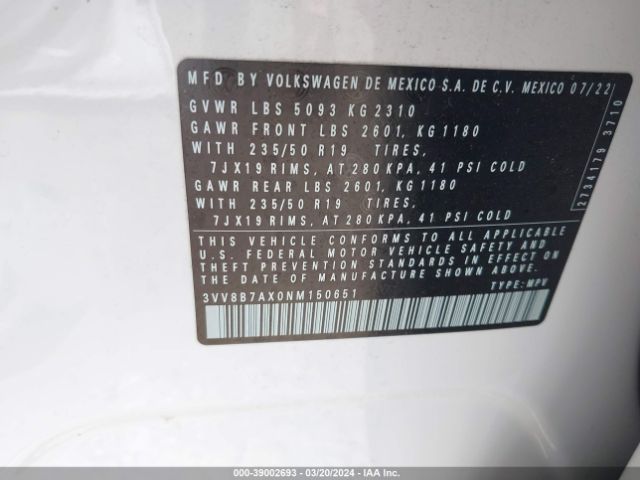 3VV8B7AX0NM150651 Volkswagen Tiguan 2.0t Se R-line Black