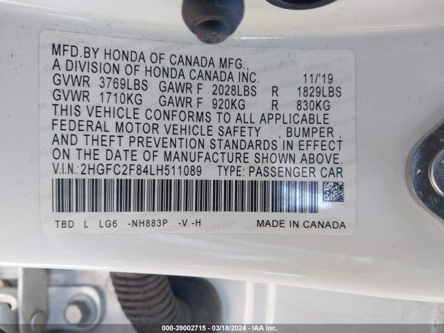 Honda Civic Sport 2020 2HGFC2F84LH511089 Image 9