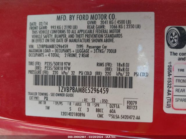 1ZVBP8AM8E5296459 Ford Mustang V6