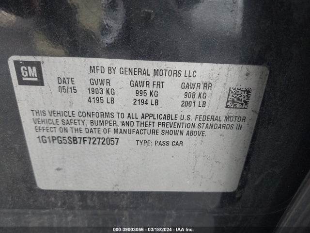 Chevrolet CRUZE LTZ 2015 1G1PG5SB7F7272057 Image 9