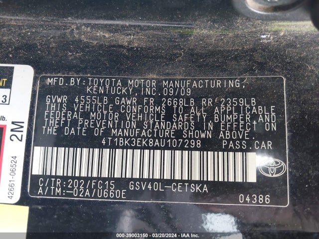 Продаж на аукціоні авто 2010 Toyota Camry Se V6, vin: 4T1BK3EK8AU107298, номер лоту: 39003150