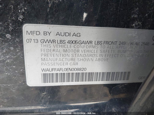 WAUFFAFL0EN008820 Audi A4 2.0t Premium
