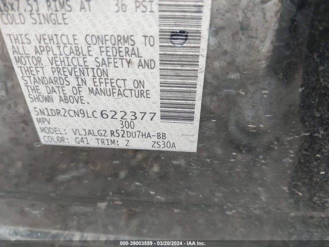Nissan Pathfinder Sl 2wd 2020 5N1DR2CN9LC622377 Image 9