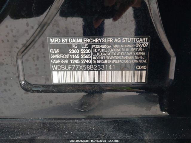 2008 MERCEDES-BENZ E 63 AMG WDBUF77X58B233141 Photo 8