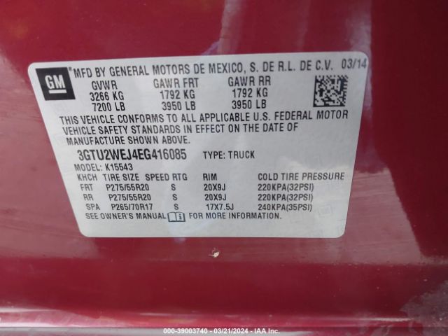 3GTU2WEJ4EG416085 GMC Sierra 1500 Denali