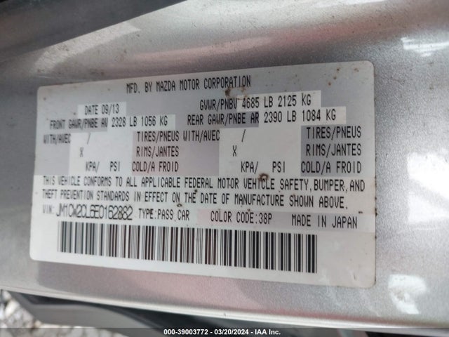 Mazda Mazda5 Touring 2014 JM1CW2CL6E0162882 Image 9