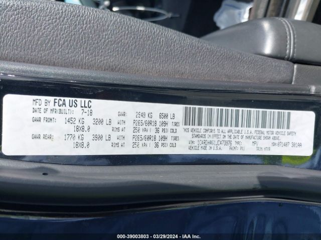 1C4RDHAG1JC473976 Dodge Durango Sxt Rwd