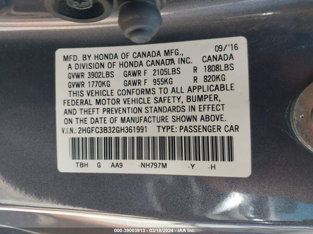 Honda Civic Ex-t 2016 2HGFC3B32GH361991 Image 9