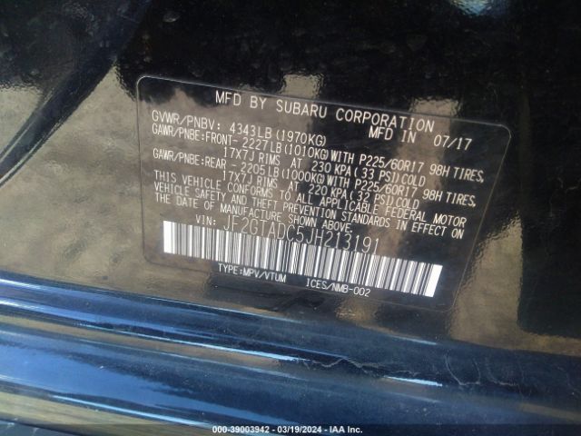 JF2GTADC5JH213191 Subaru Crosstrek 2.0i Premium
