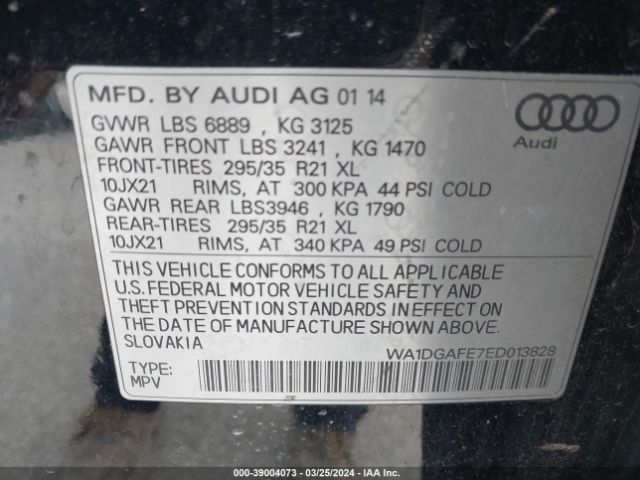 WA1DGAFE7ED013828 Audi Q7 3.0t S Line Prestige