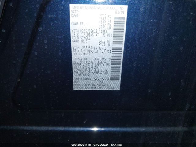 5N1DL0MM8KC561579 Infiniti QX60 LUXE