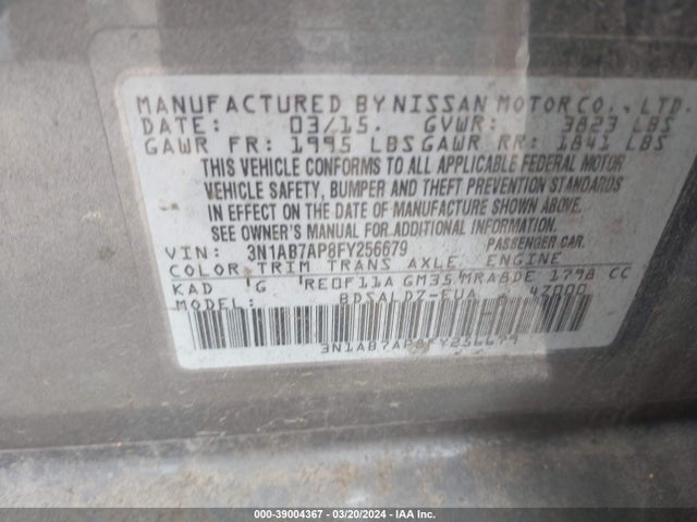 Nissan SENTRA SV 2015 3N1AB7AP8FY256679 Image 9