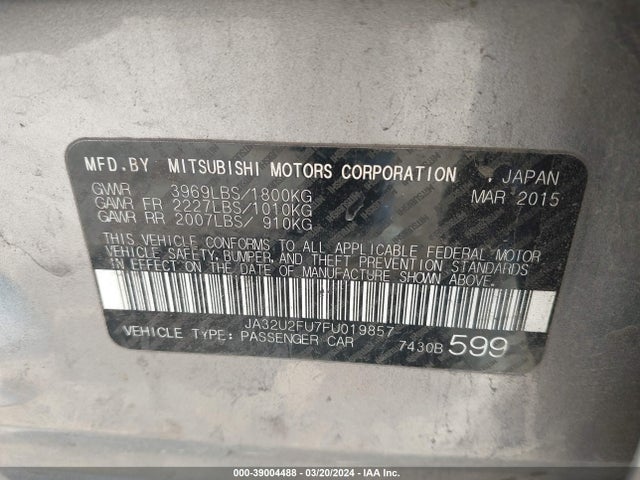 JA32U2FU7FU019857 Mitsubishi LANCER ES