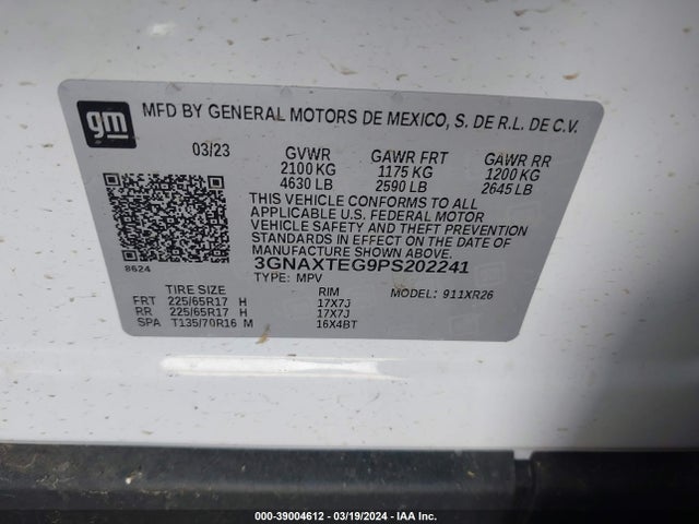 Chevrolet Equinox Awd 2fl 2023 3GNAXTEG9PS202241 Image 9