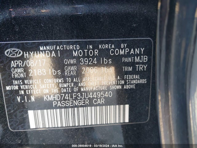 Hyundai ELANTRA SE 2018 KMHD74LF3JU449540 Image 9
