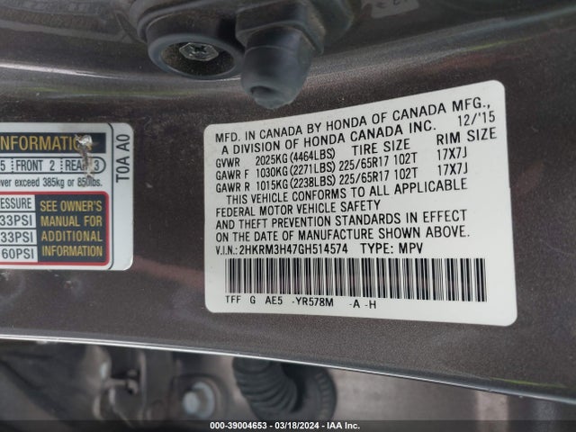 Honda CR-V SE 2016 2HKRM3H47GH514574 Image 9