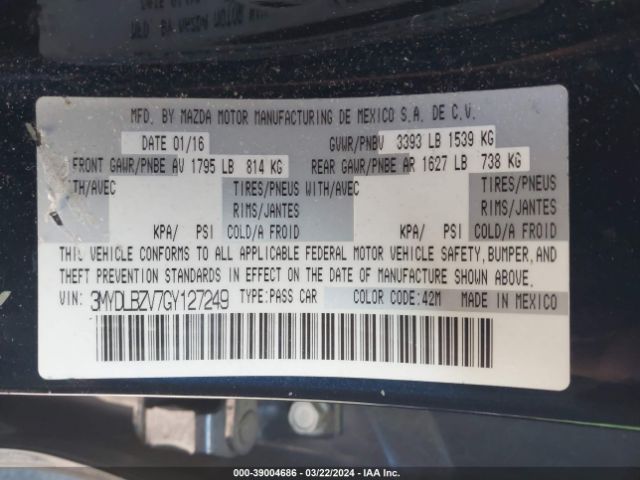 3MYDLBZV7GY127249 Scion IA