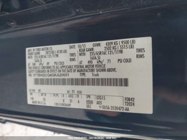 1FTBW2CG4GKA20651 Ford Transit-350