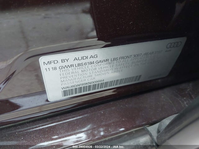 Audi A8 L 55 2019 WAU8DAF89KN009664 Image 9