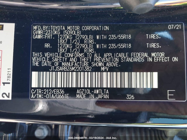 JTJSARBZ6M2201382 Lexus Nx 300 F Sport