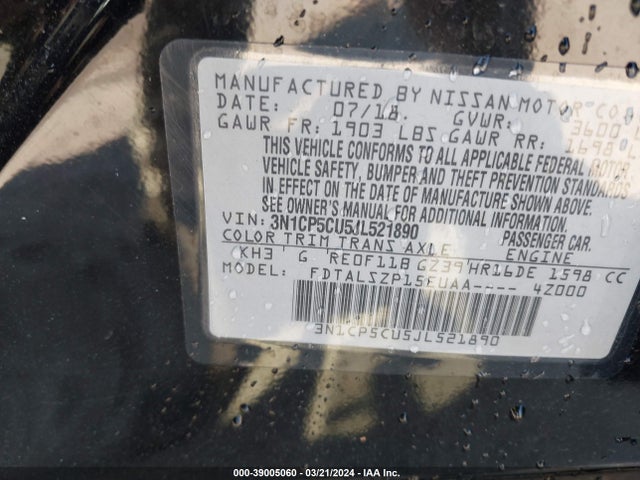 Nissan KICKS SV 2018 3N1CP5CU5JL521890 Image 9