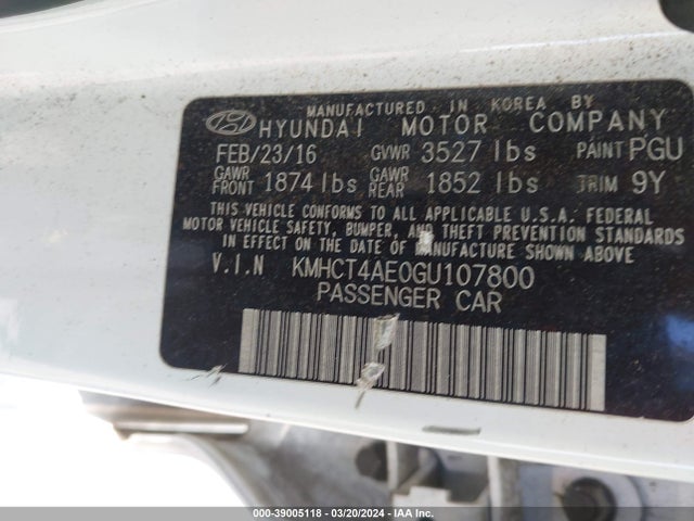 Hyundai ACCENT SE 2016 KMHCT4AE0GU107800 Image 9