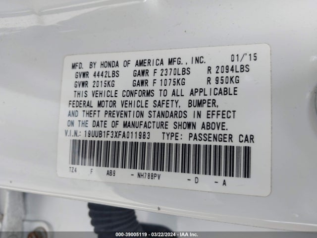 Acura k24w7 2015 19UUB1F3XFA011983 Image 26