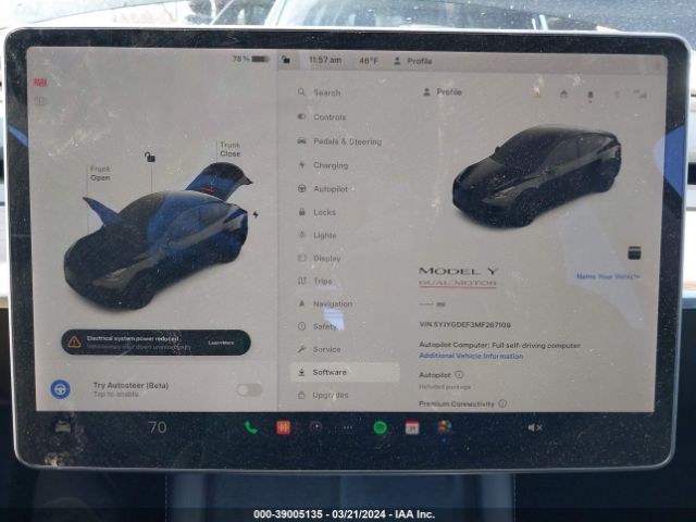 5YJYGDEF3MF267109 Tesla Model Y Performance Dual Motor All-wheel Drive