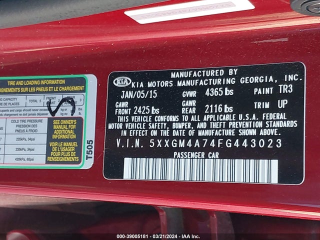 KIA Optima Lx 2015 5XXGM4A74FG443023 Image 9