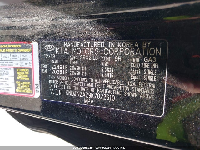 KIA Soul 2019 KNDJN2A29K7022610 Image 9