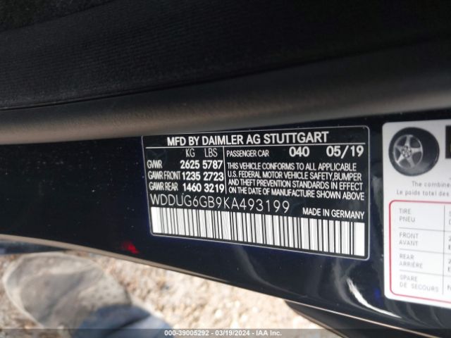 WDDUG6GB9KA493199 Mercedes-Benz S 450