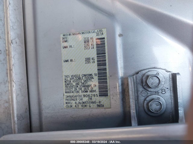 Nissan Maxima 3.5 S 2014 1N4AA5AP7EC906295 Image 9